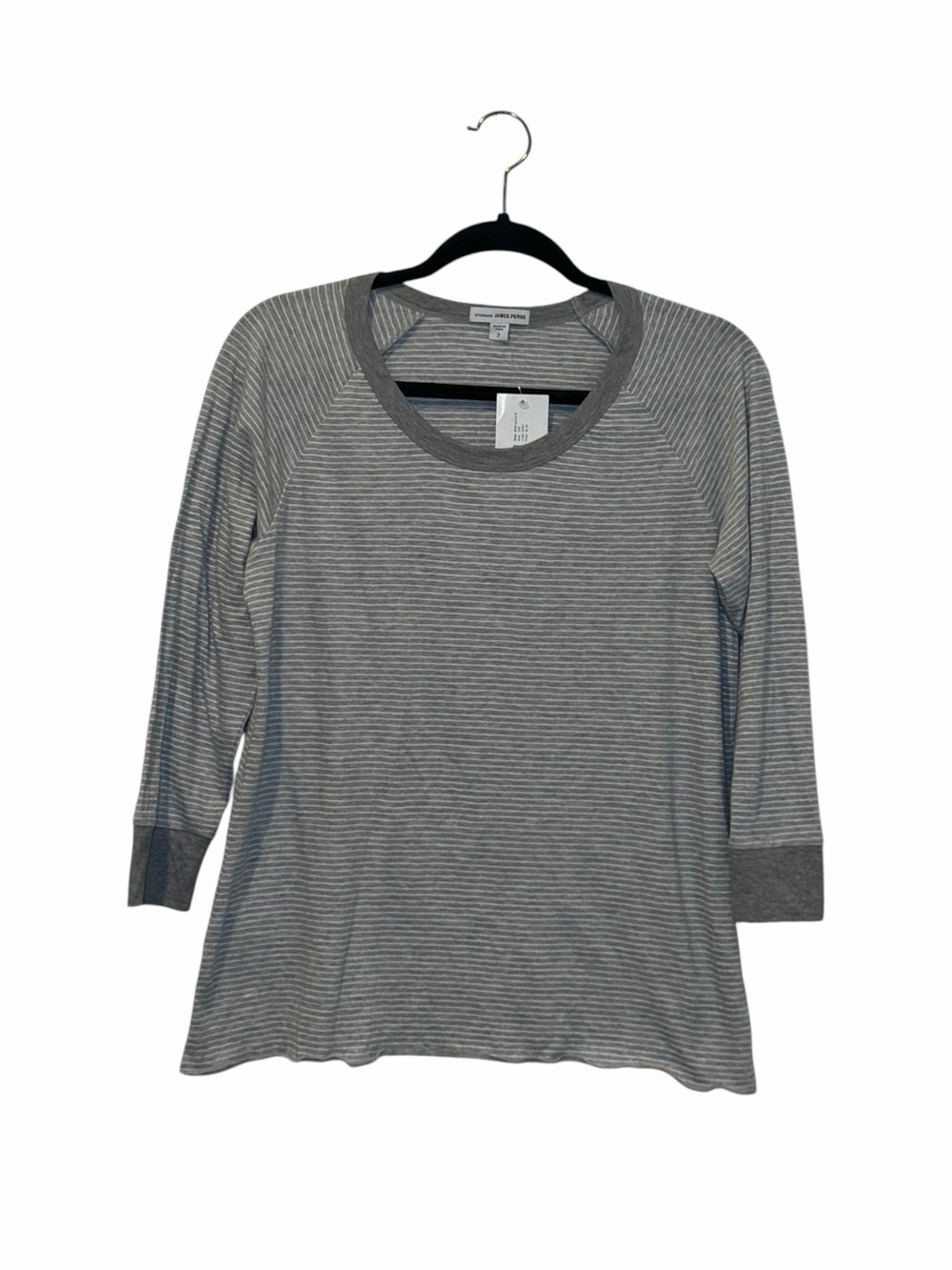 NWT James Perse Gray Striped Long-Sleeve Scoop Neck Top